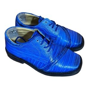 Liberty Blue and Black Dress Shoes with Cap-Toe Design